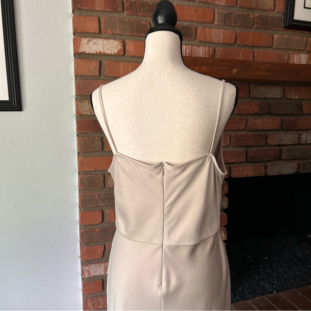 Anthropologie BHLDN Cali Satin Charmeuse Midi Dress in Oyster Sz 4 - Picture 8 of 9